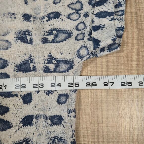 Lungo L'Arno 100% Linen Top Women Size 1X Cream Made in Italy Animal Print Boho - Picture 4 of 7